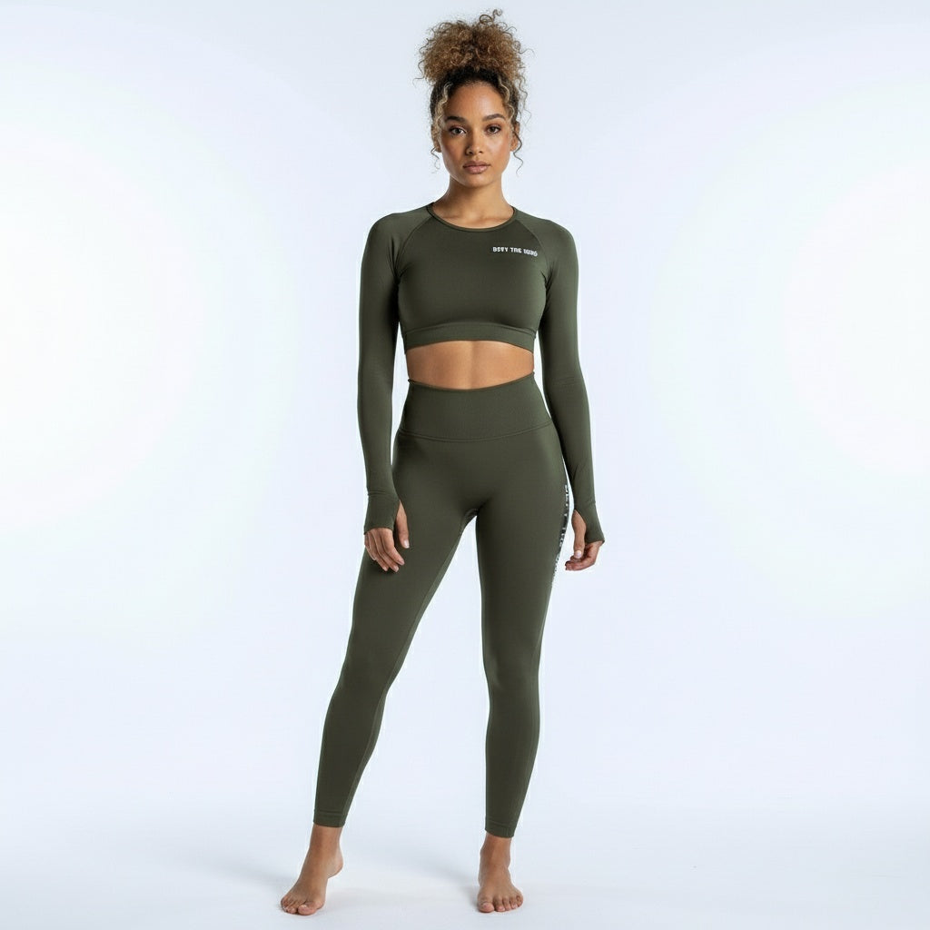 DEFY Olive Open Back Long Co-ord Set