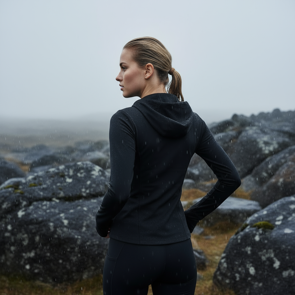 VIVI Zipper Hooded Vest Black