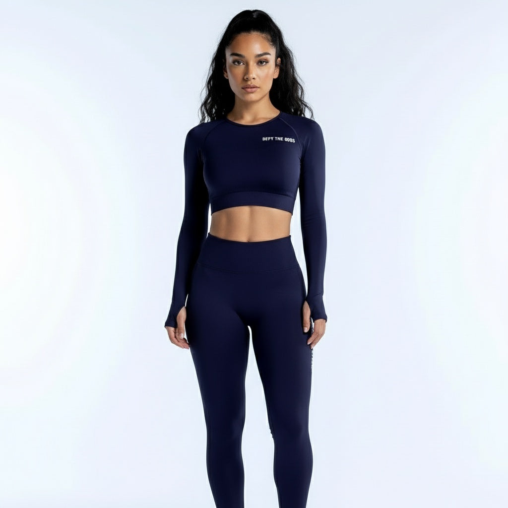 DEFY Dark Blue Open Back Long Co-ord Set