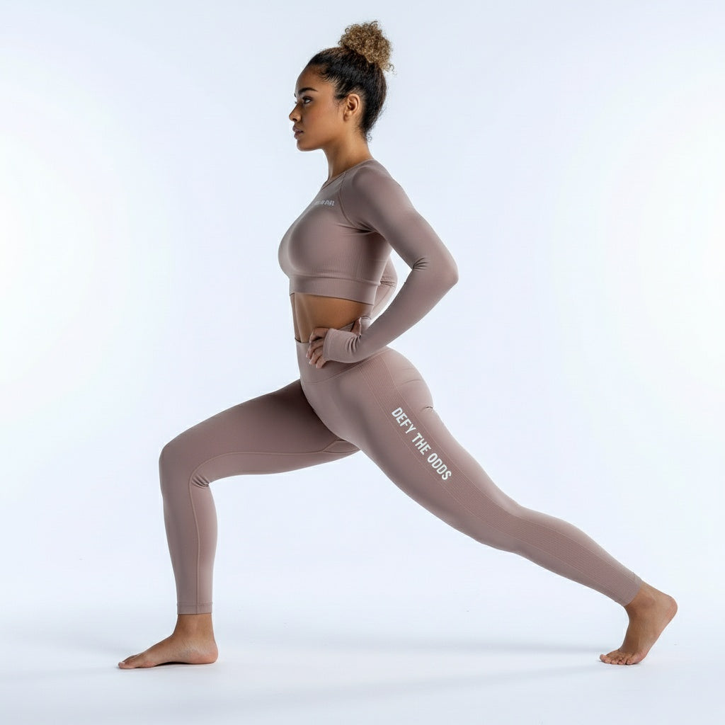 DEFY Light Taupe Open Back Long Co-ord Set