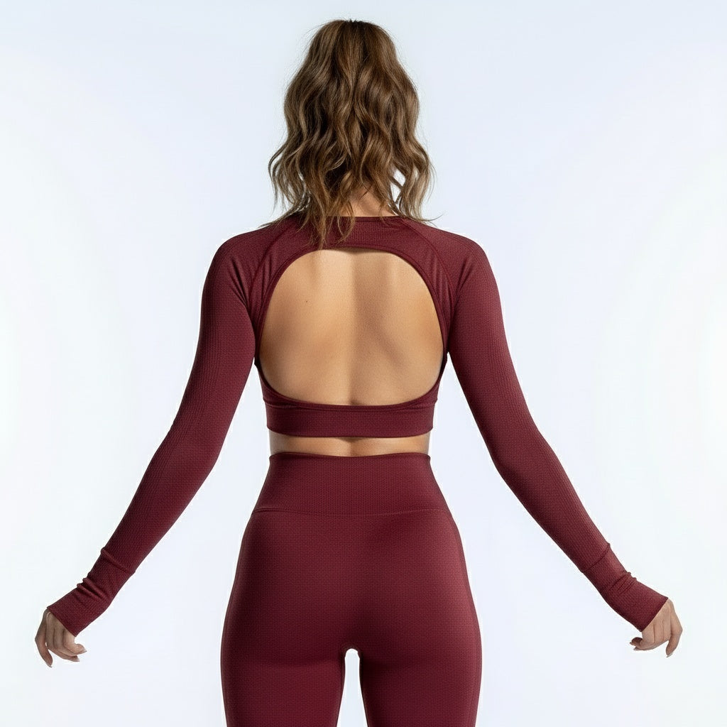 DEFY Burgundy Open Back Long Co-ord Set
