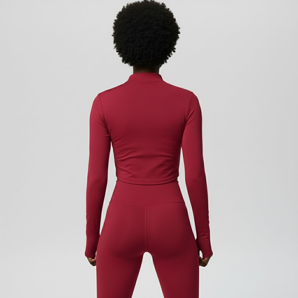 DEFY Red Long Zipper Vest Co-ord Set