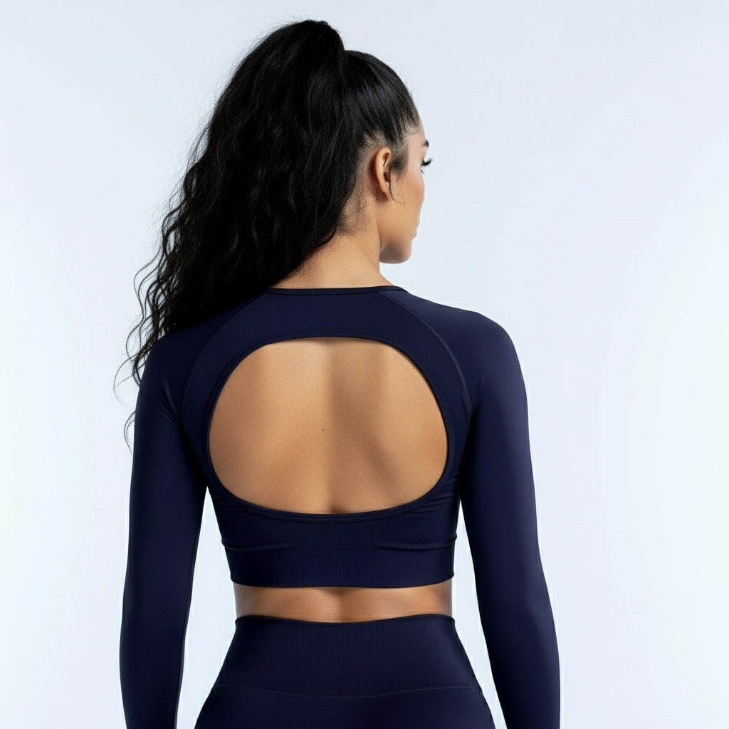 DEFY Dark Blue Open Back Longsleeve Top