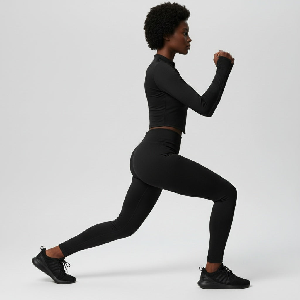 DEFY Black Long Zipper Vest Co-ord Set