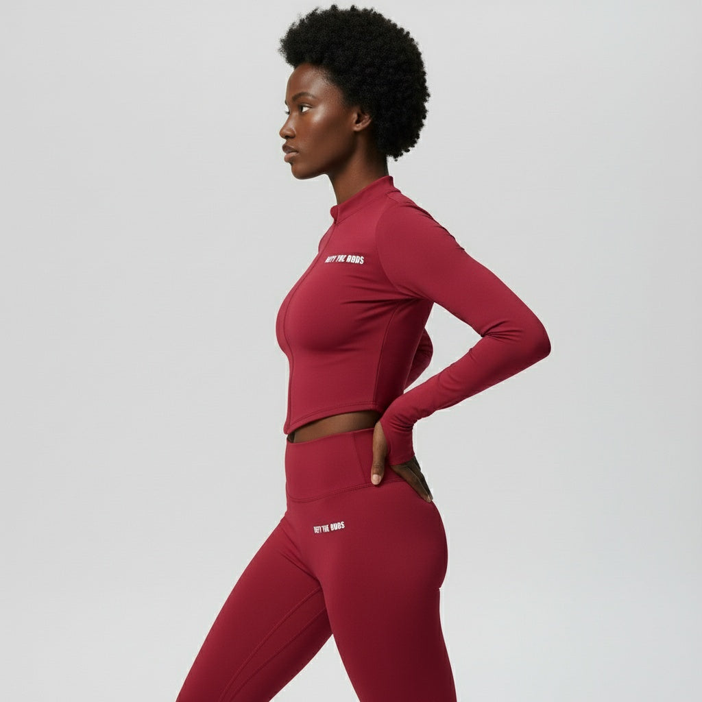 DEFY Red Long Zipper Vest Co-ord Set