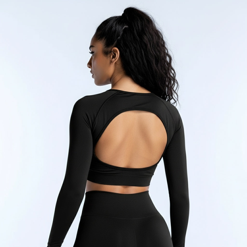 DEFY Black Open Back Long Co-ord Set