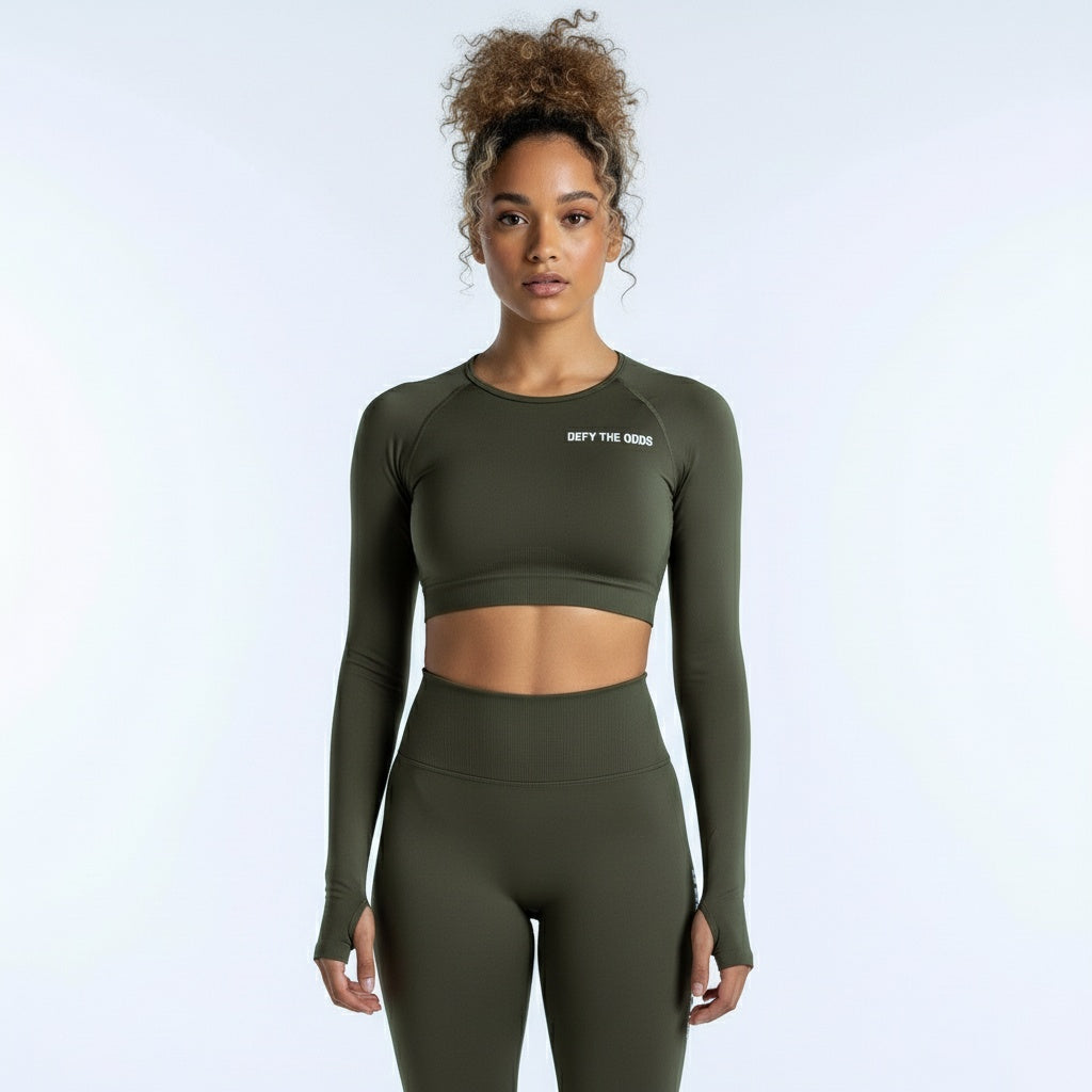 DEFY Olive Open Back Long Co-ord Set