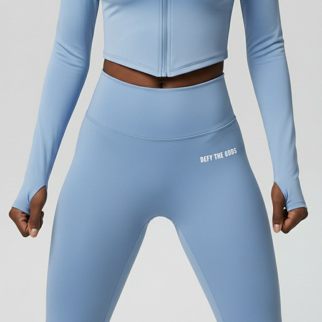 DEFY Light Blue Long Zipper Vest Co-ord Set
