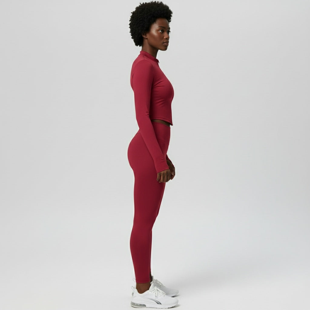 DEFY Red Long Zipper Vest Co-ord Set