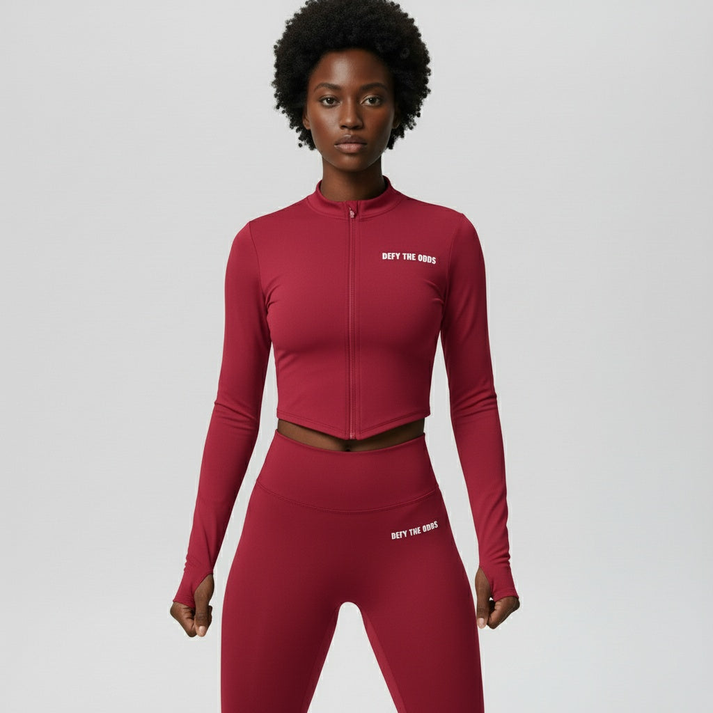 DEFY Red Long Zipper Vest Co-ord Set