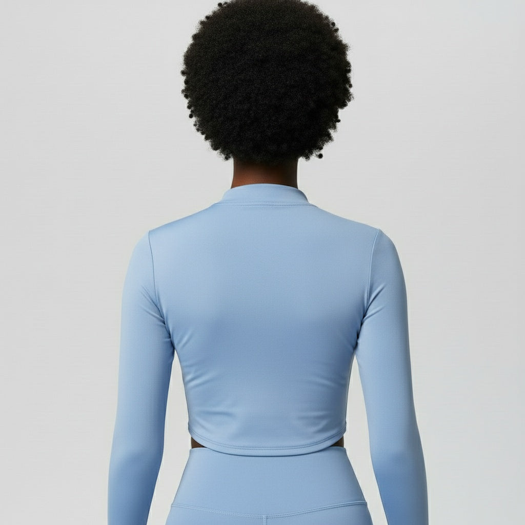 DEFY Light Blue Long Zipper Vest Co-ord Set