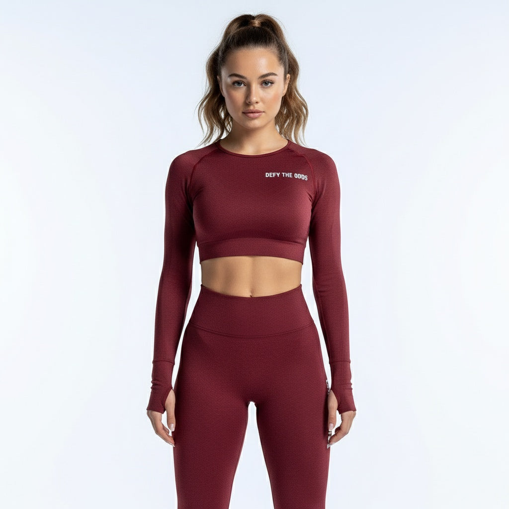 DEFY Burgundy Open Back Long Co-ord Set