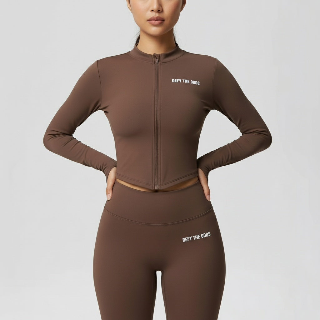 DEFY Brown Long Zipper Vest