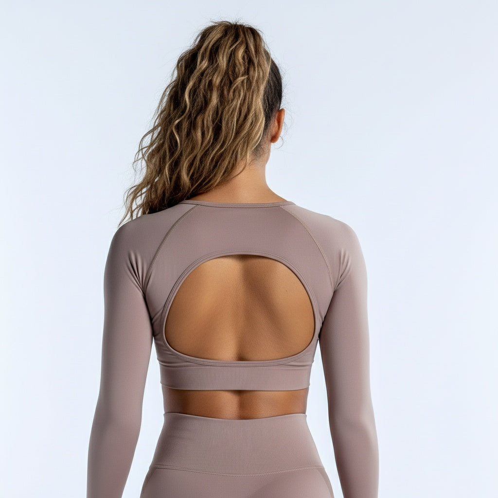 DEFY Light Taupe Open Back Long Co-ord Set