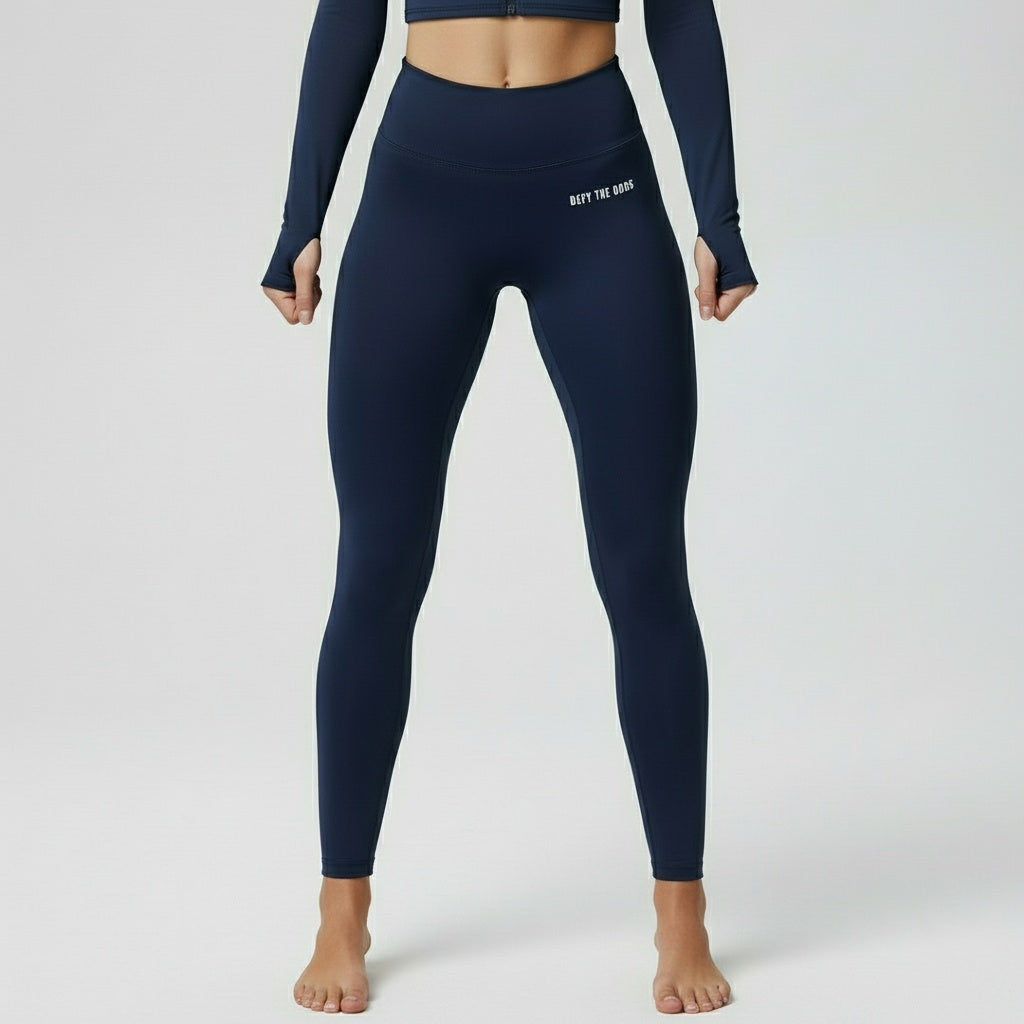 DEFY Dark Blue Long Zipper Vest Co-ord Set