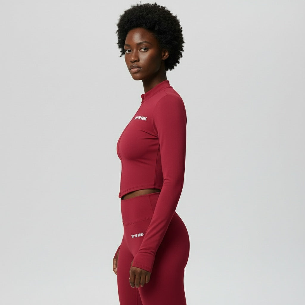 DEFY Red Long Zipper Vest Co-ord Set