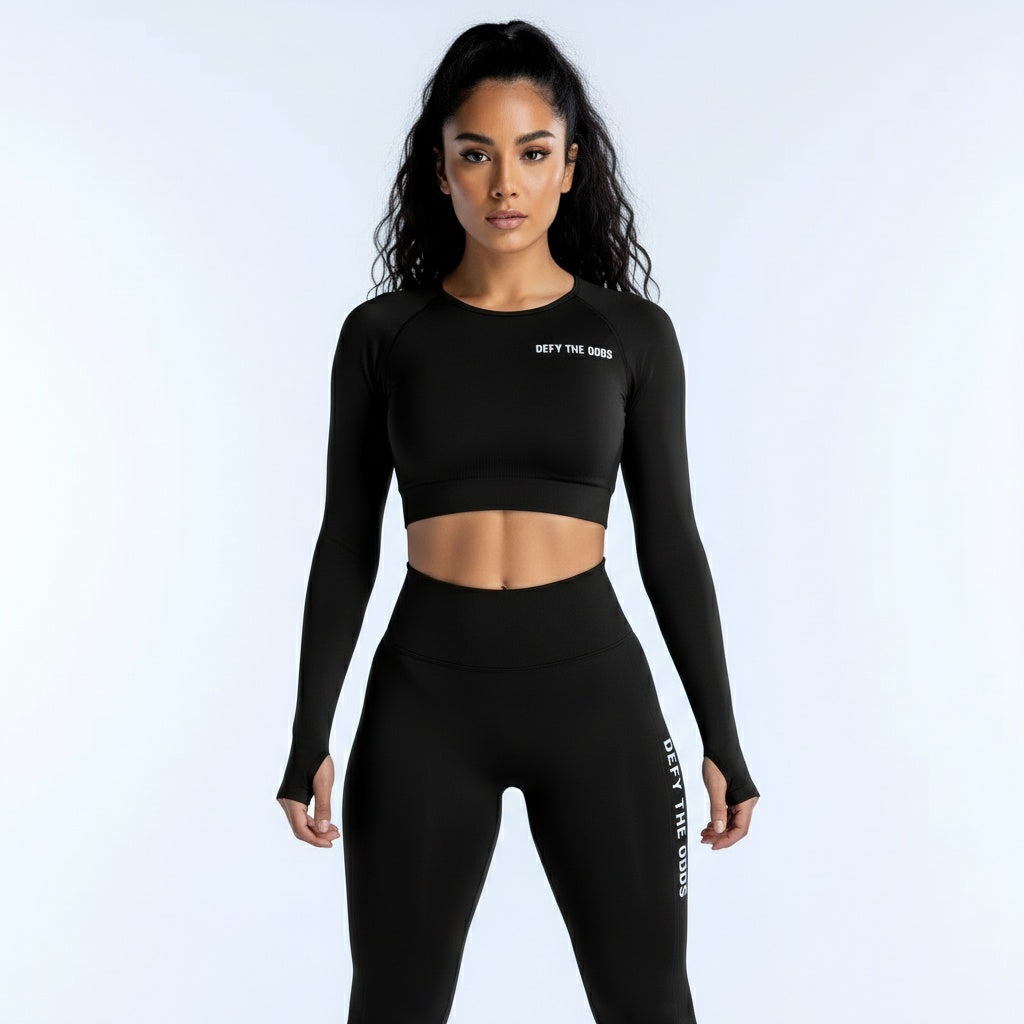 DEFY Black Open Back Long Co-ord Set