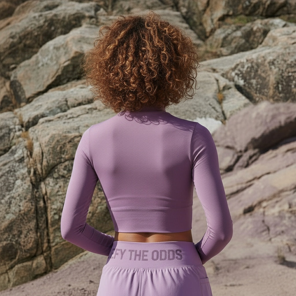 DEFY Elegant Mauve Mesh Top