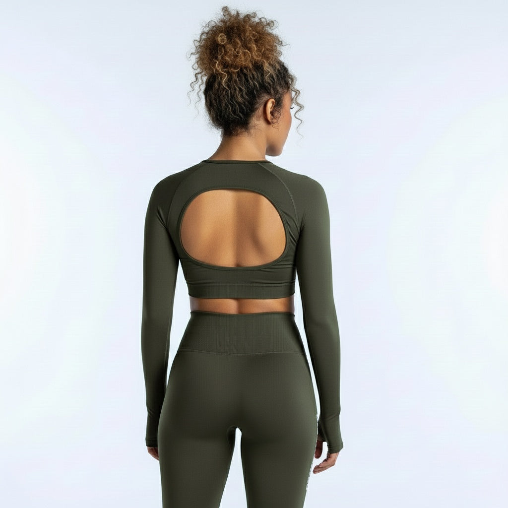 DEFY Olive Open Back Long Co-ord Set