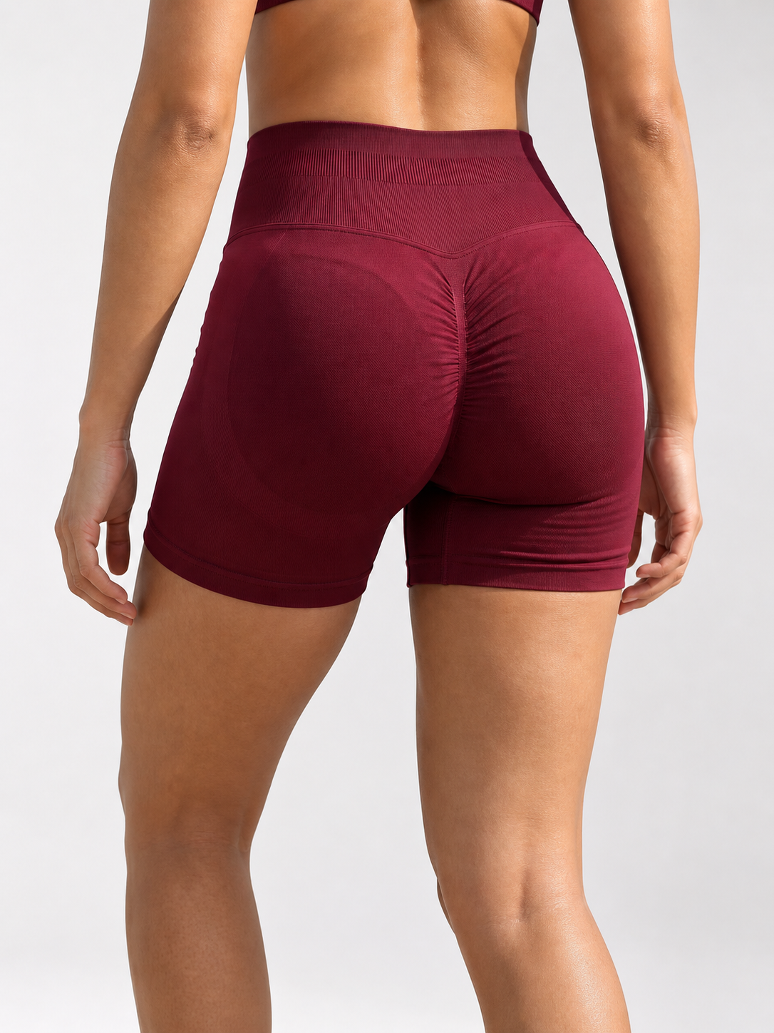 DEFY Burgundy Wine Scrunch Shorts