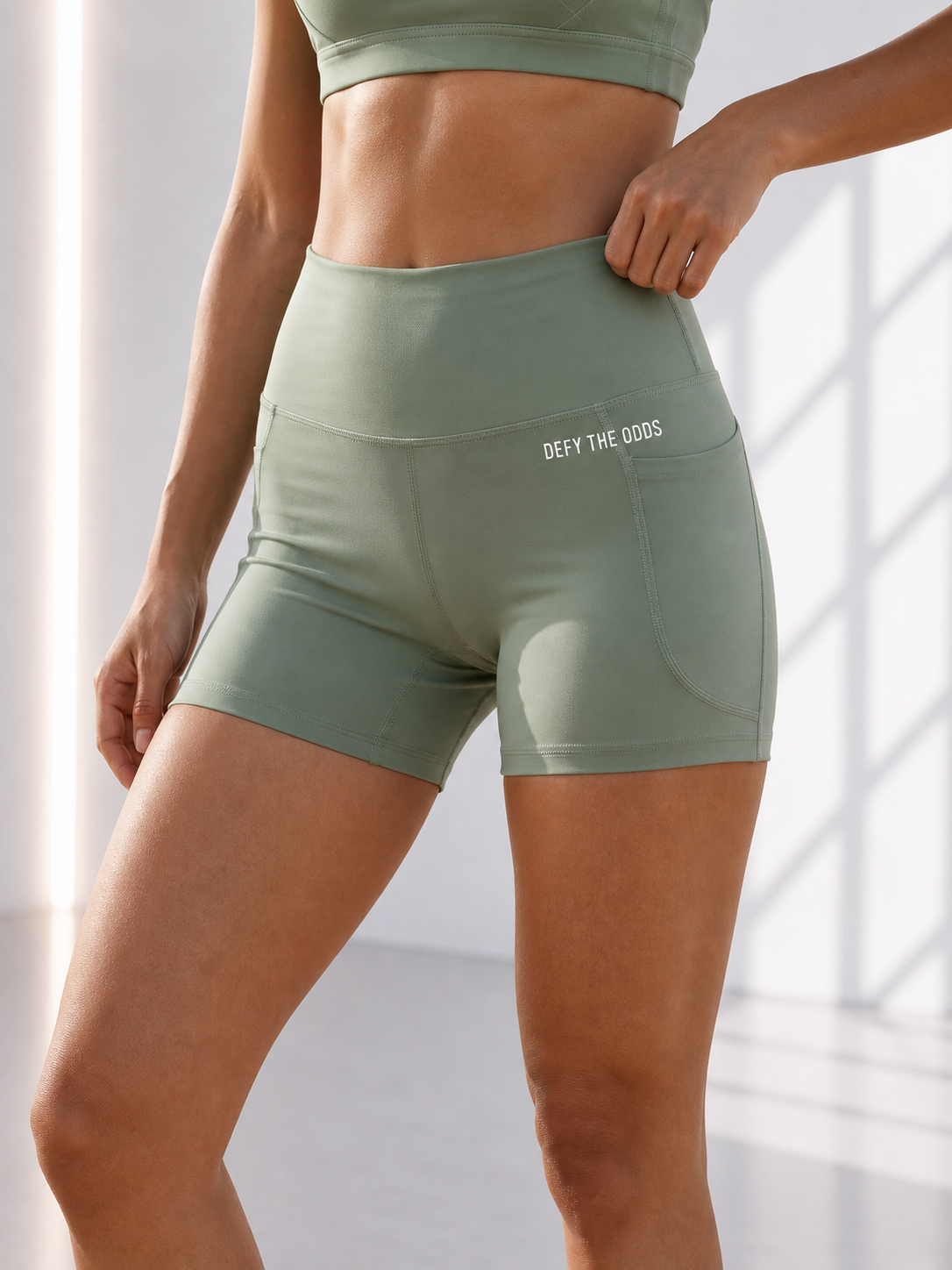 DEFY Sage Green Seamless Shorts