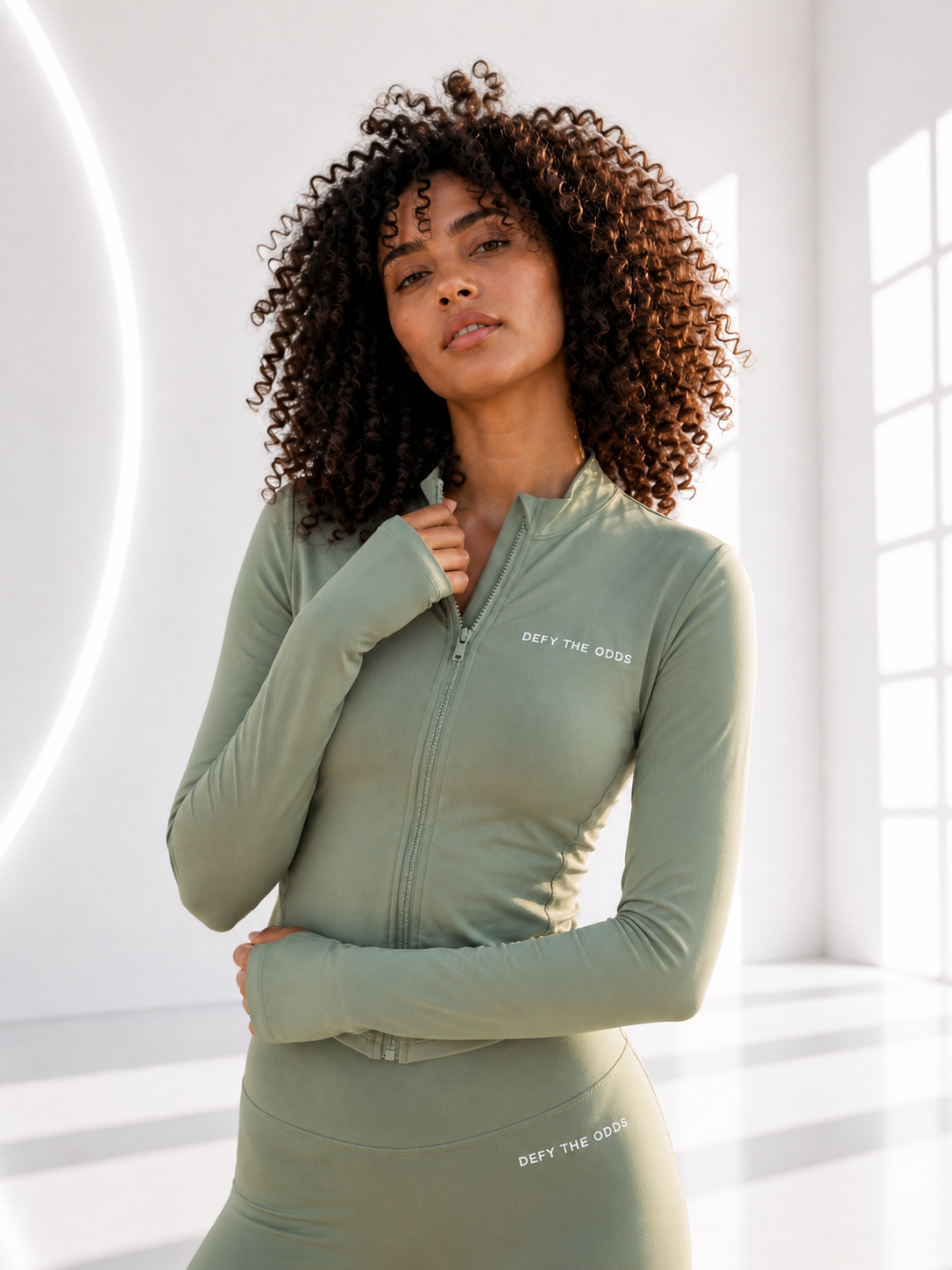 DEFY Sage Green Zipper Vest